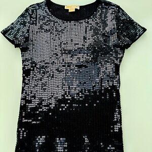 Michael Kors dressy black sequin going out top